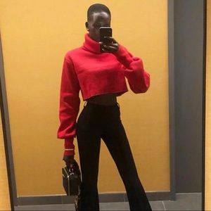 Orseund Iris red cropped sweater top